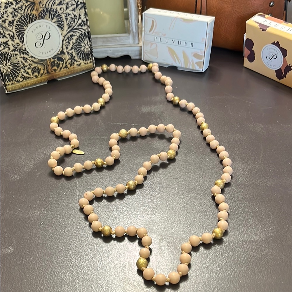Gold and Cream Wooden Necklace